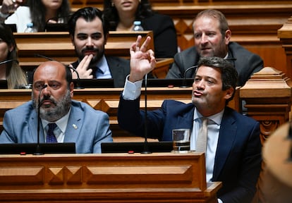 André Ventura, chef de Chega, lors du débat de l'État de la nation à Lisbonne.
