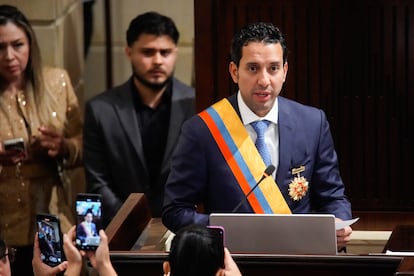 Julián López, nouveau président de la Chambre des représentants, fait son discours au Congrès de la République ce 20 juillet 2025