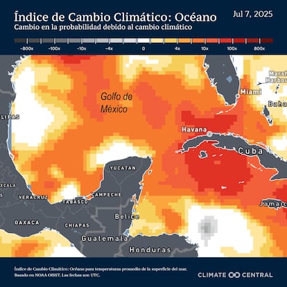 Températures dans le golfe du Mexique début juillet 2025.