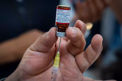 Dose de vaccin contre la rougeole, à Mexico, ce mercredi.