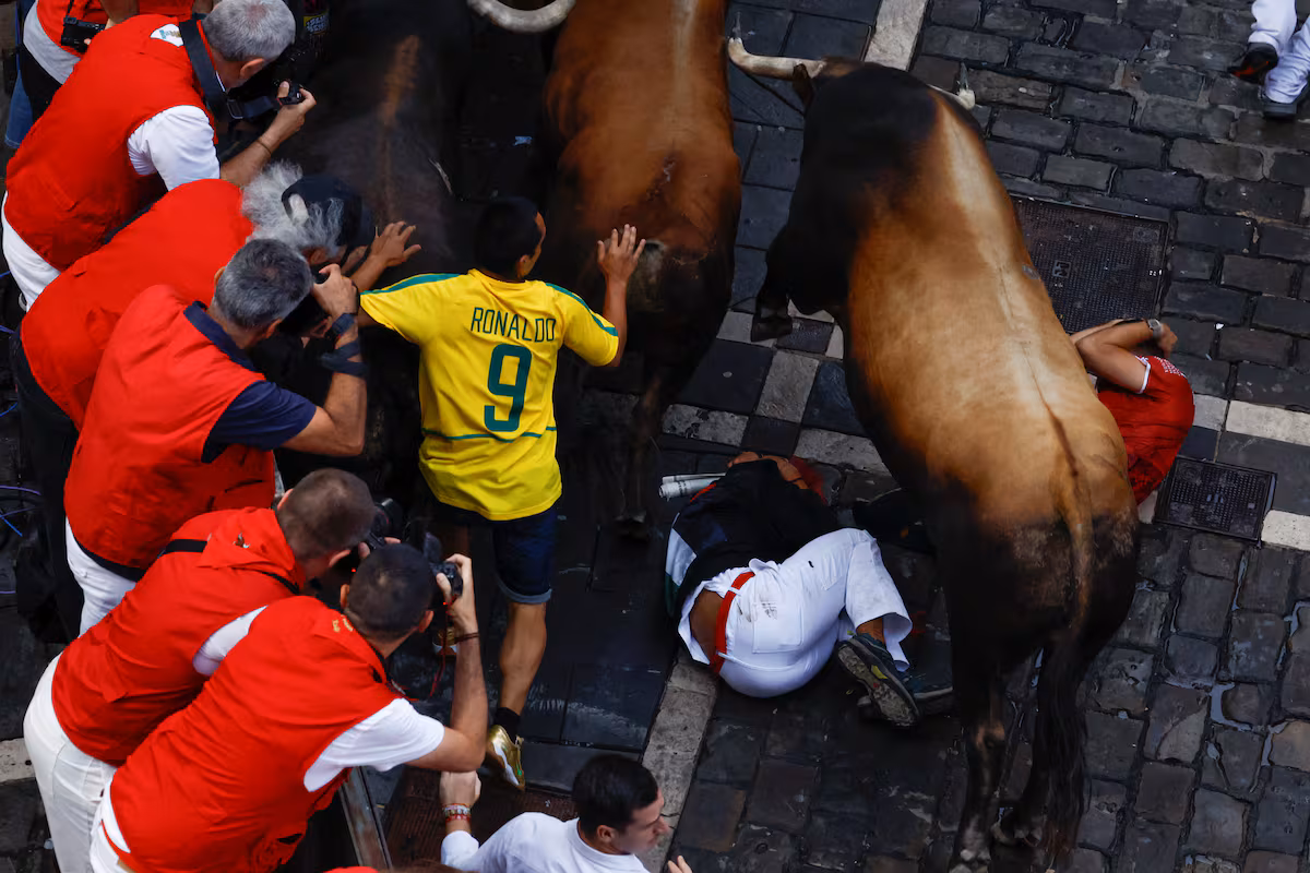 Un blessé par encornures et huit par contusions lors d'un sixième parcours rapide de taureaux de Palmosilla à San Fermín